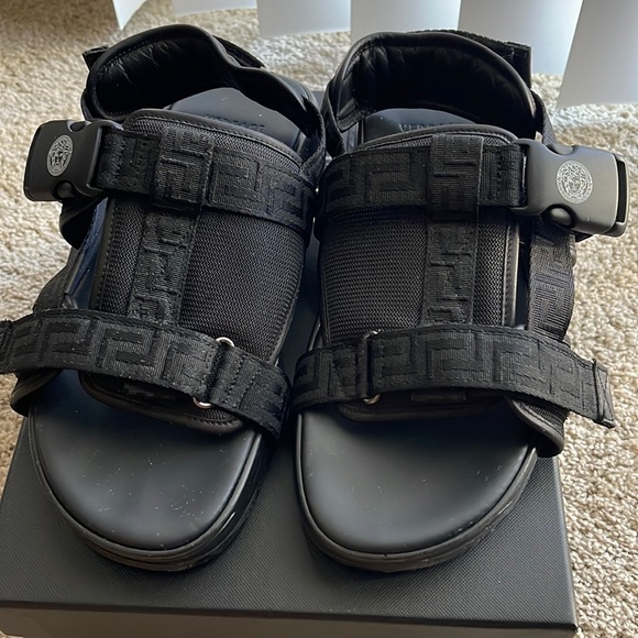 Men’s Versace Black Greca Straps Sandals
